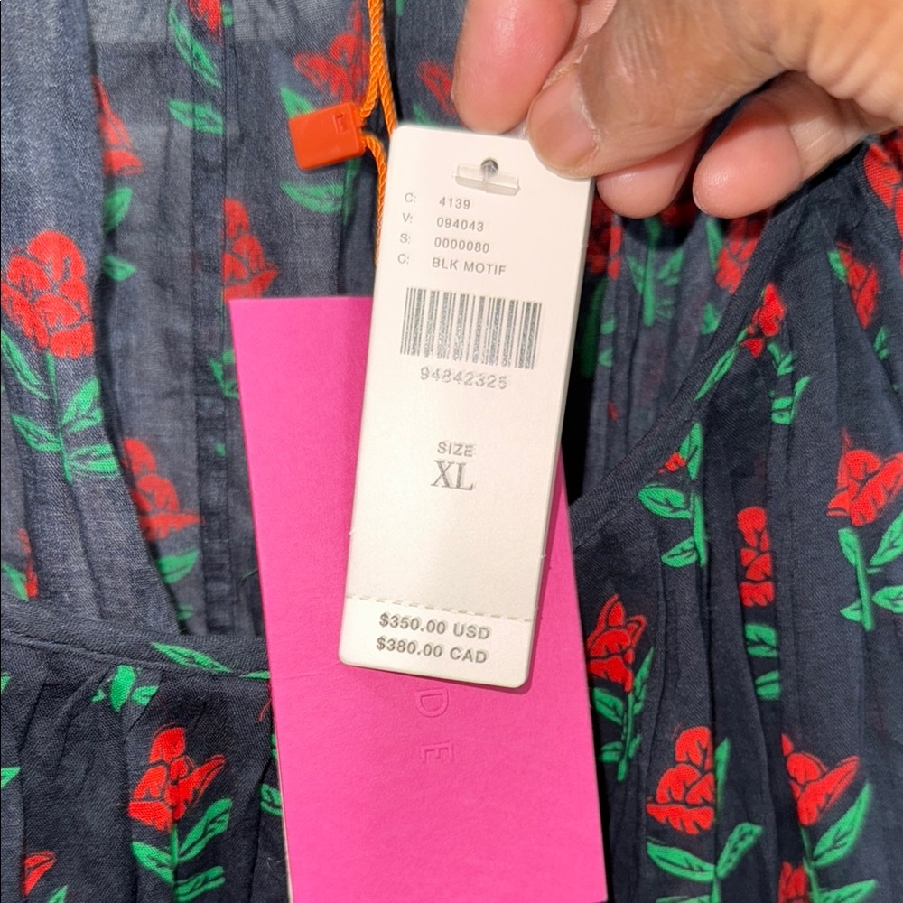 RHODE Floral Black and Red Mini Dress missing belt - Picture 3 of 7
